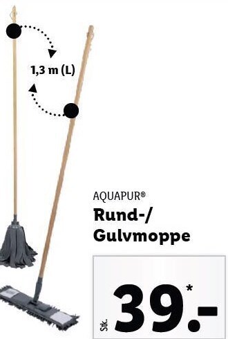Lidl Aquapur rund-/gulvmoppe tilbud