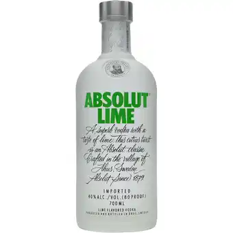 Netpris Absolut lime vodka 40% 0,70l fl tilbud
