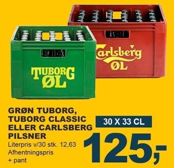 Let-Køb Grøn tuborg, tuborg classic eller carlsberg pilsner tilbud