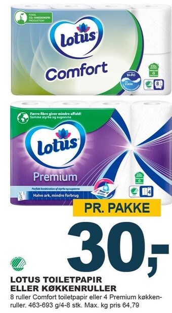 Let-Køb Lotus toiletpapir eller køkkenruller tilbud