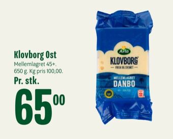 Min Købmand Klovborg skæreost danbo mellemlagret tilbud