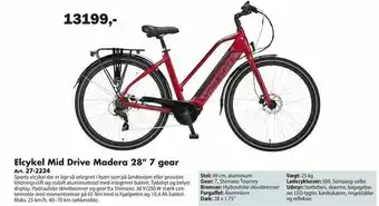 Biltema Elcykel Mid Drive Madera 28" 7 gear tilbud