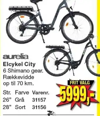 Harald Nyborg aurelia Elcykel City 6 Shimano gear. Rækkevidde op til 70 km. tilbud
