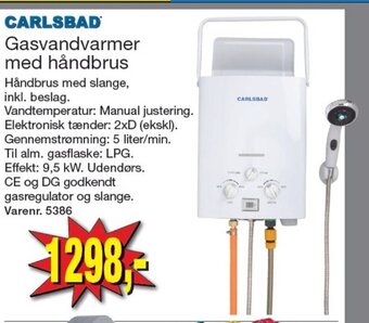 Harald Nyborg CARLSBAD Gasvandvarmer med håndbrus tilbud