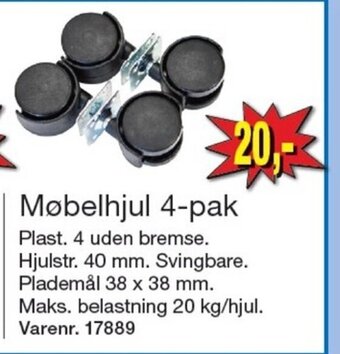 Møbelhjul 4-pak