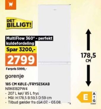 Power Gorenje køle/fryseskab tilbud