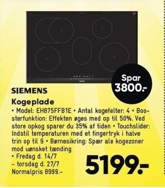 Bilka Siemens kogeplade tilbud