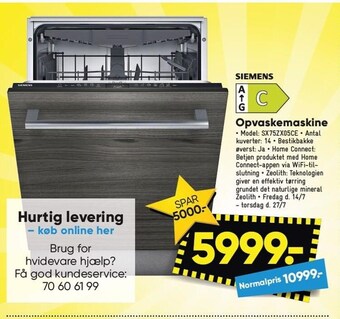 Bilka Siemens opvaskemaskine tilbud