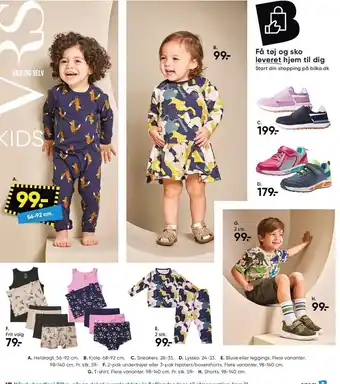 Bilka Heldragt, kjole, sneakers, lyssko, bluse eller leggings, 2-pak undertrøjer eller 3-pak hipsters/boxershorts, t-shirt eller sh tilbud