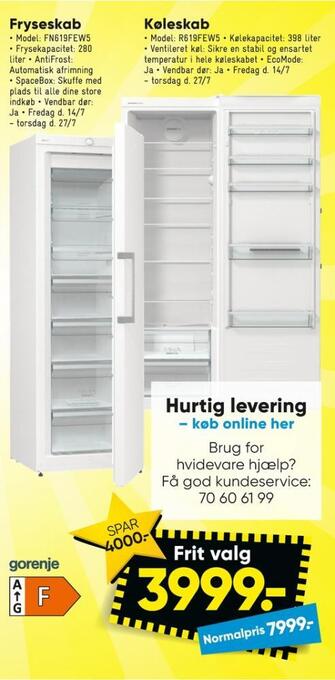 Bilka Gorenje fryseskab tilbud