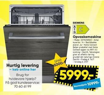 Bilka Siemens opvaskemaskine tilbud