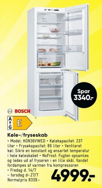 Bilka Bosch køle/fryseskab tilbud