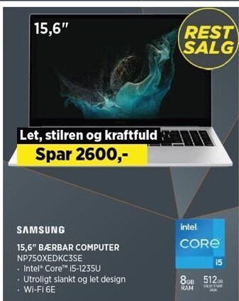 Power Samsung 15,6 bærbar computer tilbud