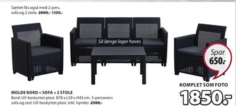 JYSK MOLDE BORD + SOFA+2 STOLE tilbud