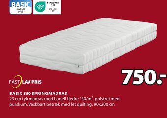 JYSK BASIC S50 SPRINGMADRAS tilbud