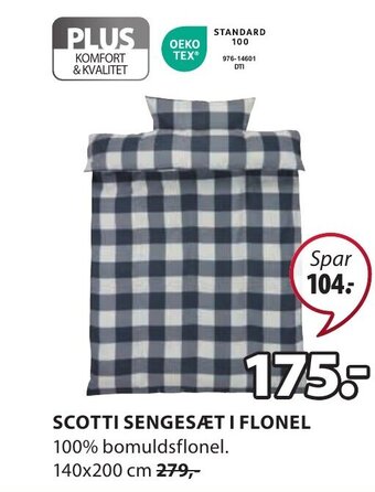 JYSK SCOTTI SENGESÆT I FLONEL tilbud