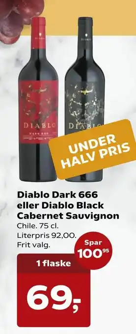 Dagli'Brugsen Diablo Dark 666 eller Diablo Black Cabernet Sauvignon tilbud