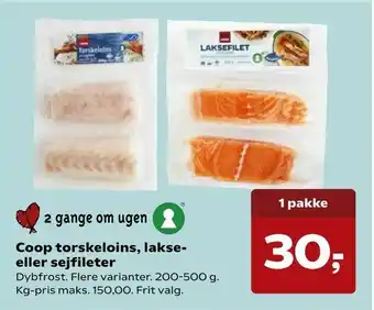 Coop torskeloins, lakse eller sejfileter