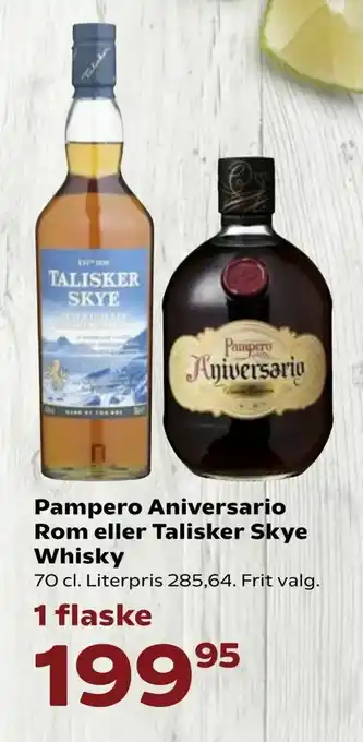 Kvickly Pampero Aniversario Rom eller Talisker Skye Whisky tilbud