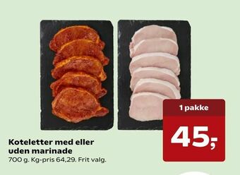 Kvickly Koteletter med eller uden marinade tilbud