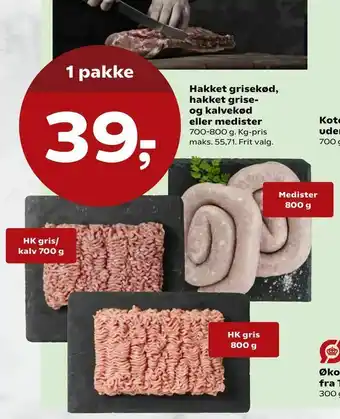 Kvickly Hakket grisekød, hakket grise- og kalvekød eller medister tilbud