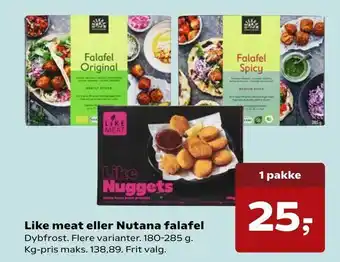 Kvickly Like meat eller Nutana falafel tilbud