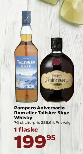 SuperBrugsen Pampero Aniversario Rom eller Talisker Skye Whisky tilbud