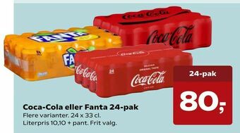SuperBrugsen Coca-Cola eller Fanta 24-pak tilbud