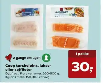 Coop torskeloins, lakse eller sejfileter
