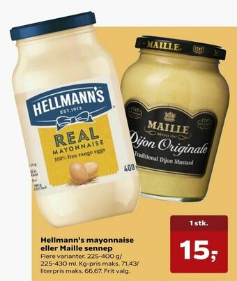 SuperBrugsen Hellmann's mayonnaise eller Maille sennep tilbud