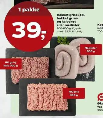 SuperBrugsen Hakket grisekød, hakket grise- og kalvekød eller medister tilbud
