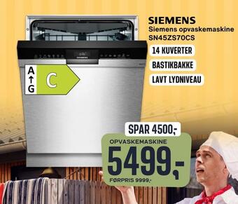 Skousen Siemens opvaskemaskine sn45zs70cs tilbud