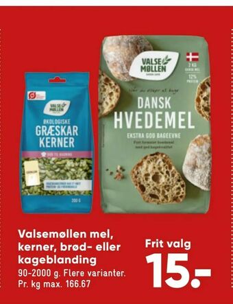 Bilka Valsemøllen mel, kerner, brød- eller kageblanding tilbud