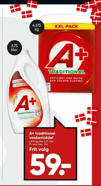 Bilka A+ traditionel vaskemiddel tilbud