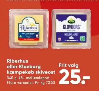 Bilka Riberhus eller Klovborg kæmpekøb skiveost tilbud