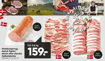 Bilka Hamburgerryg, dansk flæsk i skiver eller danske fadkoteletter tilbud