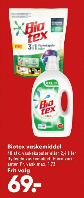 Bilka Biotex vaskemiddel tilbud