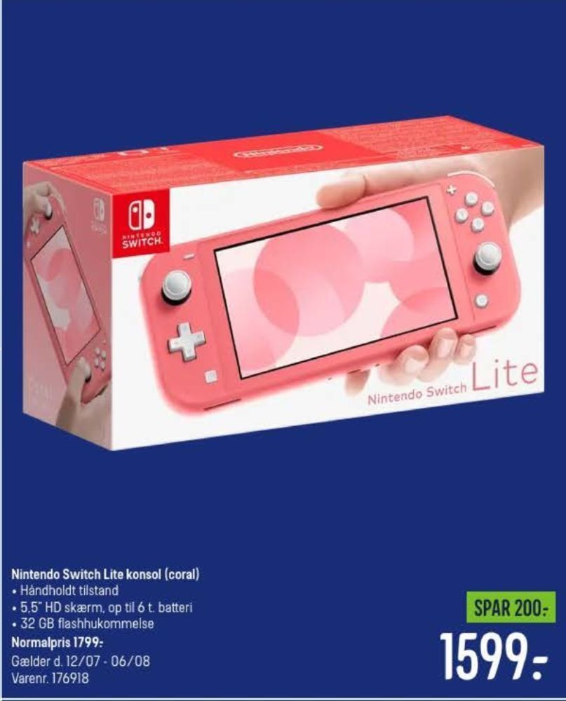 Nintendo switch lite spillekonsol tilbud hos Elgiganten