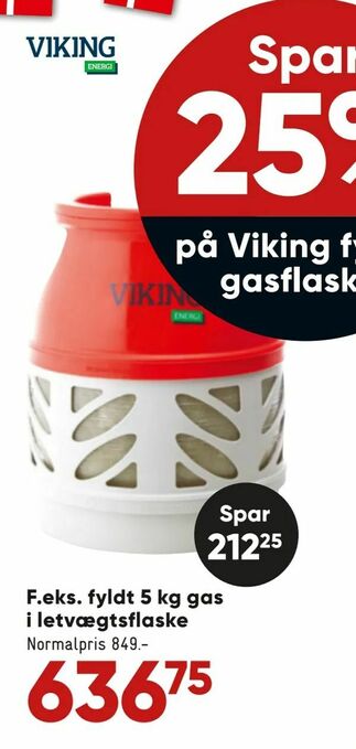 Bilka Fyldt 5 kg gas i letvægtsflaske tilbud
