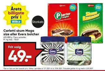 Bilka Carletti skum Mega size eller Evers bolcher tilbud