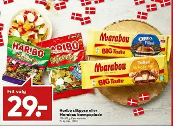 Bilka Haribo slikpose eller Marabou kæmpeplade tilbud