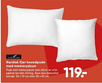 Bilka Nordisk Fjer hovedpude med memoryskum tilbud