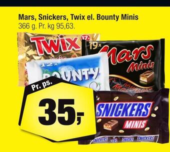 Calle Mars, snickers, twix el. bounty minis tilbud