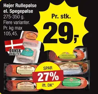 Calle Højer rullepølse el. spegepølse tilbud