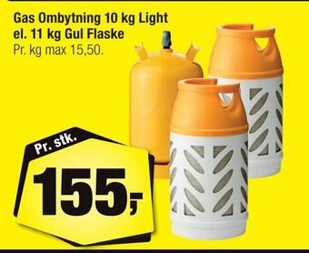 Gas ombytning 10 kg light el. 11 kg gul flaske