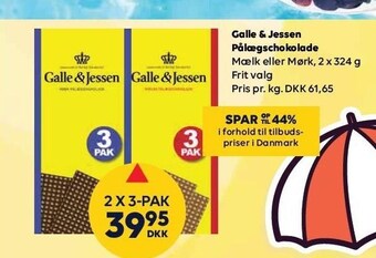 BorderShop Galle & jessen pålægschokolade - 2 x 3-pak tilbud