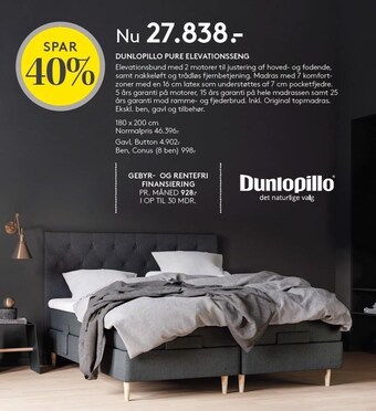 SengeSpecialisten Dunlopillo pure elevationsseng tilbud