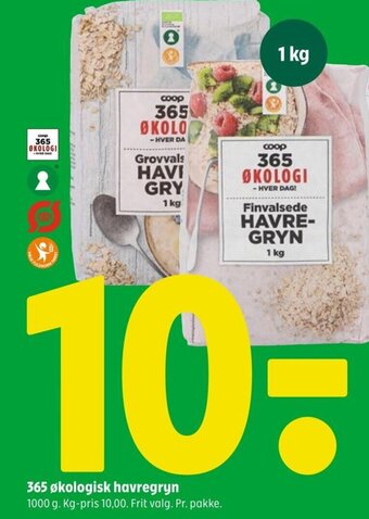 Coop 365 365 økologisk havregryn tilbud