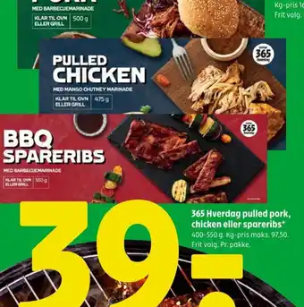 Coop 365 365 Hverdag pulled pork, chicken eller spareribs tilbud