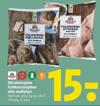 Coop 365 365 økologiske fuldkornsstykker eller møllehjul tilbud